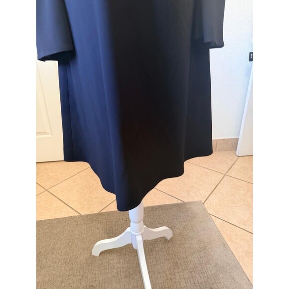 Lafayette 148 New York Pleated A-Line Black MIDI Dress Size M Classic Minimalist - Picture 9 of 16